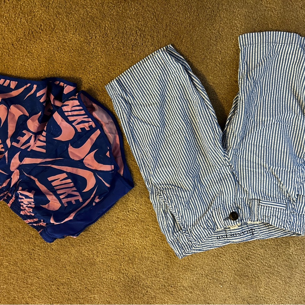 Nike Blue and Pink Logo Shorts